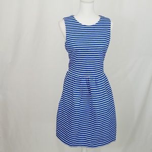 J. Crew Blue and White Striped Midi Dress